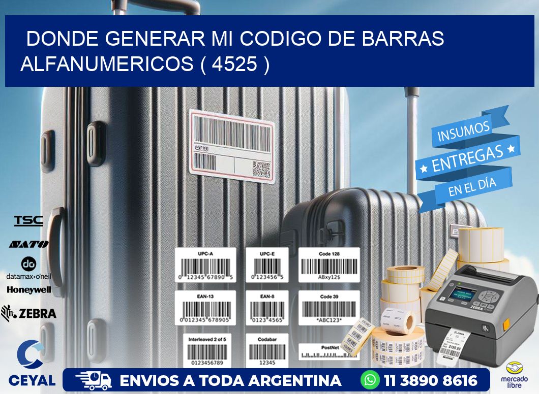 DONDE GENERAR MI CODIGO DE BARRAS ALFANUMERICOS ( 4525 )