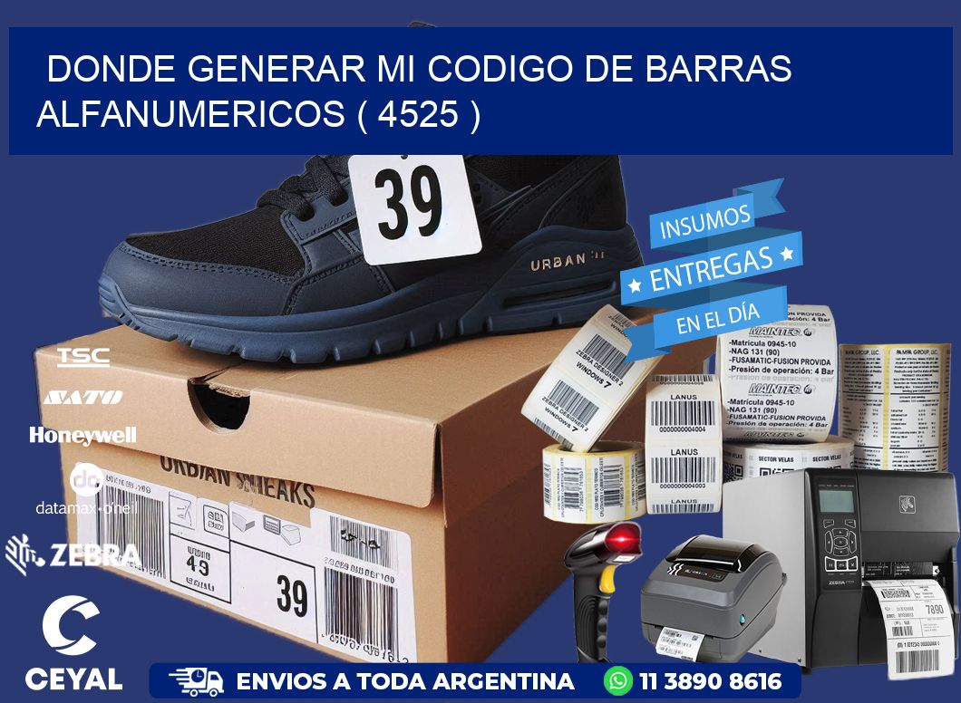 DONDE GENERAR MI CODIGO DE BARRAS ALFANUMERICOS ( 4525 )