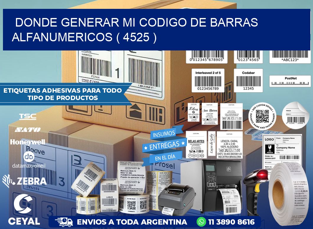 DONDE GENERAR MI CODIGO DE BARRAS ALFANUMERICOS ( 4525 )