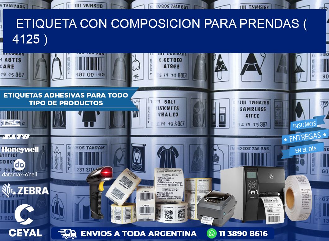 ETIQUETA CON COMPOSICION PARA PRENDAS ( 4125 )