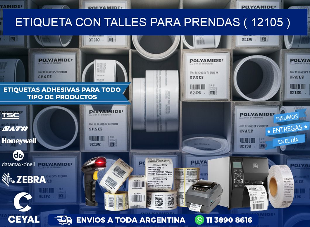ETIQUETA CON TALLES PARA PRENDAS ( 12105 )