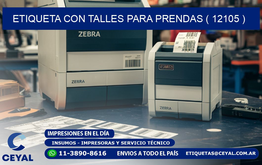 ETIQUETA CON TALLES PARA PRENDAS ( 12105 )