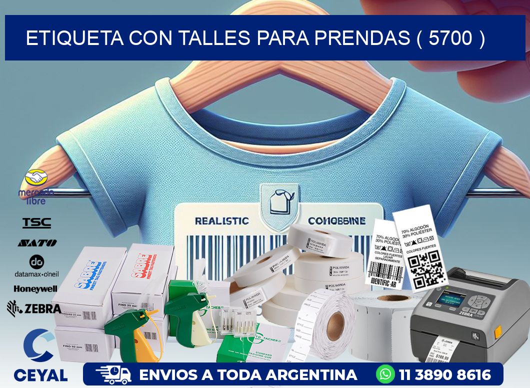 ETIQUETA CON TALLES PARA PRENDAS ( 5700 )