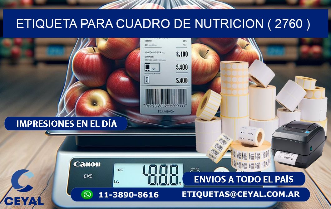 ETIQUETA PARA CUADRO DE NUTRICION ( 2760 )