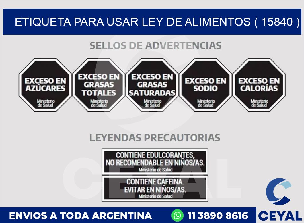 ETIQUETA PARA USAR LEY DE ALIMENTOS ( 15840 )