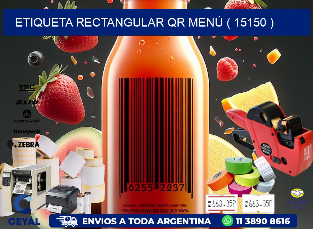 ETIQUETA RECTANGULAR QR MENÚ ( 15150 )