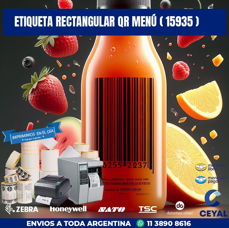 ETIQUETA RECTANGULAR QR MENÚ ( 15935 )