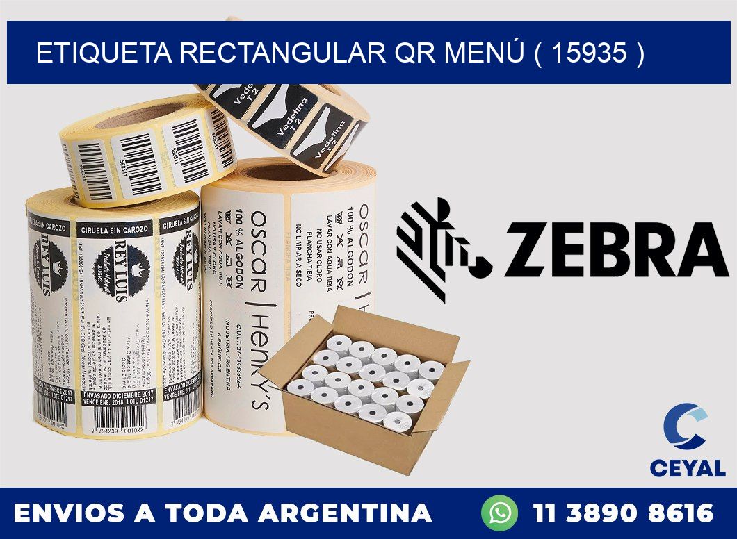 ETIQUETA RECTANGULAR QR MENÚ ( 15935 )