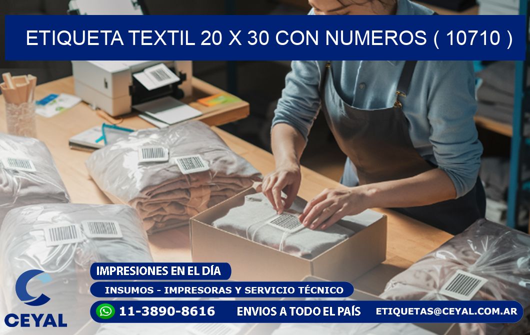 ETIQUETA TEXTIL 20 X 30 CON NUMEROS ( 10710 )