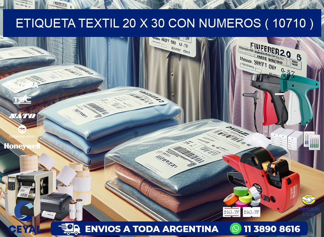 ETIQUETA TEXTIL 20 X 30 CON NUMEROS ( 10710 )