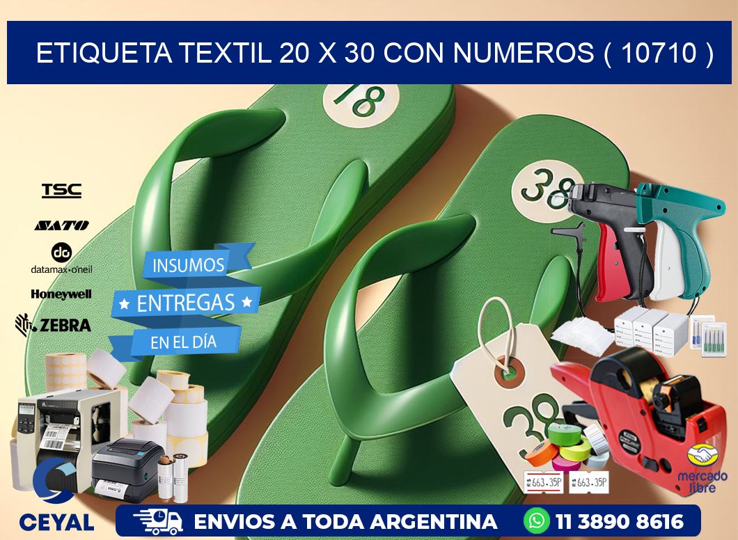 ETIQUETA TEXTIL 20 X 30 CON NUMEROS ( 10710 )