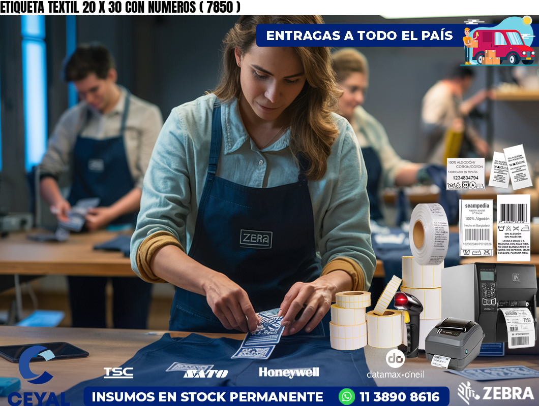 ETIQUETA TEXTIL 20 X 30 CON NUMEROS ( 7850 )