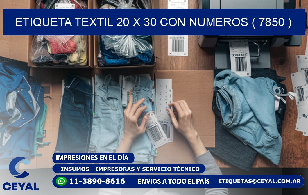 ETIQUETA TEXTIL 20 X 30 CON NUMEROS ( 7850 )