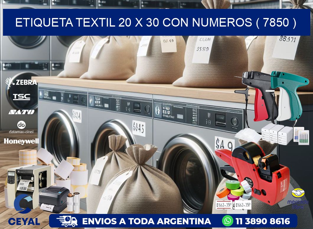 ETIQUETA TEXTIL 20 X 30 CON NUMEROS ( 7850 )