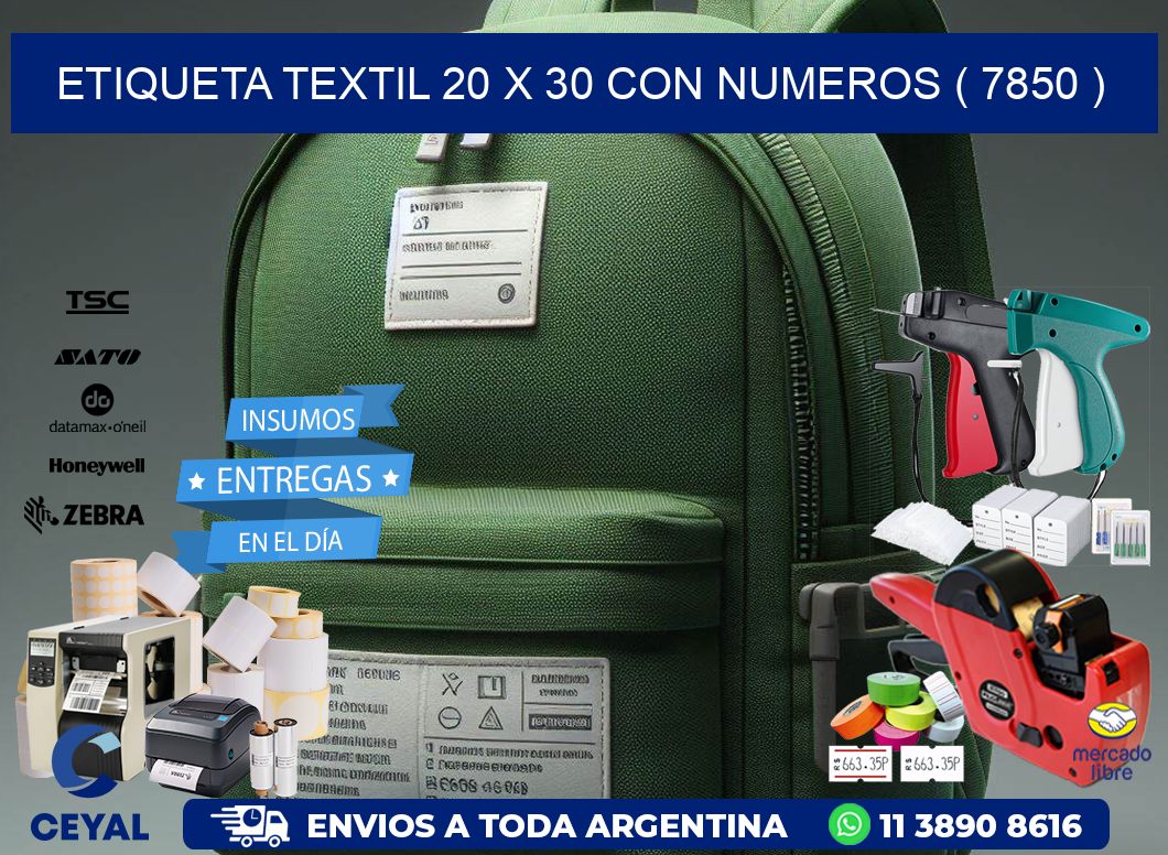 ETIQUETA TEXTIL 20 X 30 CON NUMEROS ( 7850 )