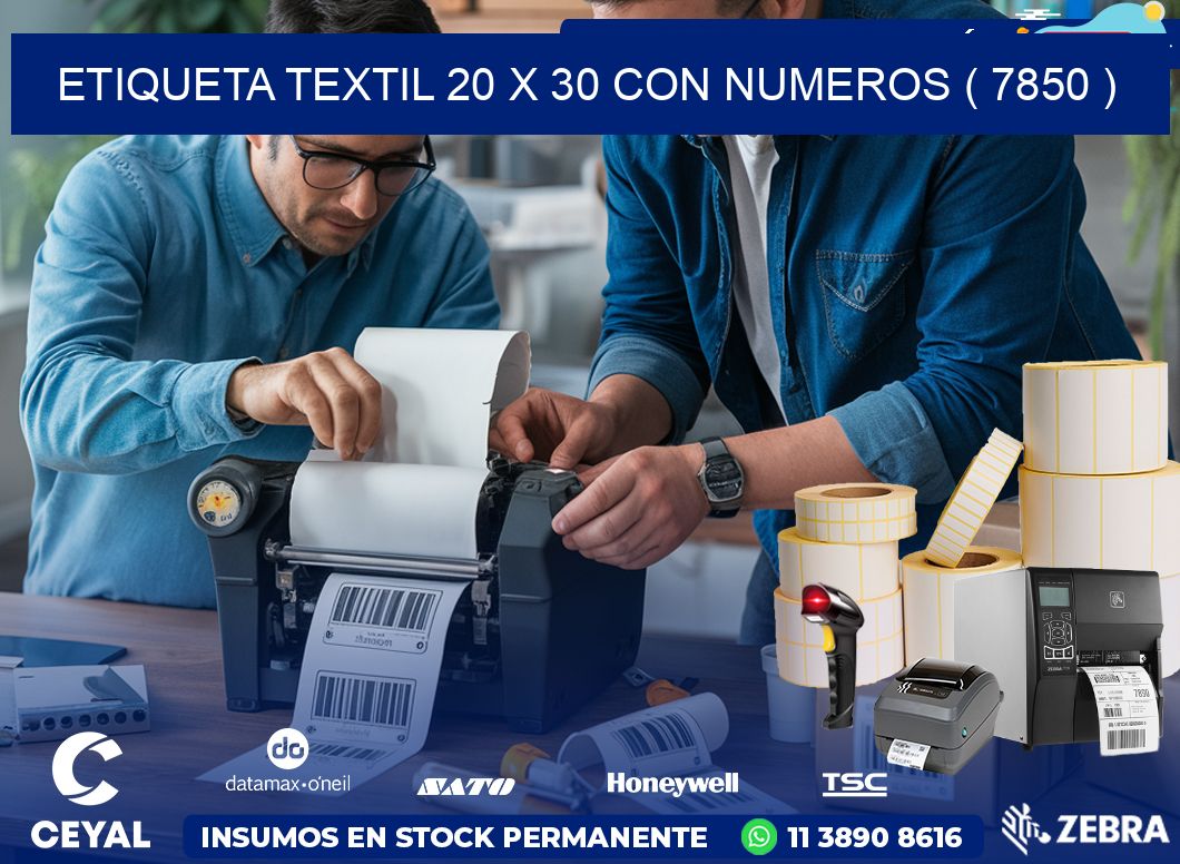 ETIQUETA TEXTIL 20 X 30 CON NUMEROS ( 7850 )