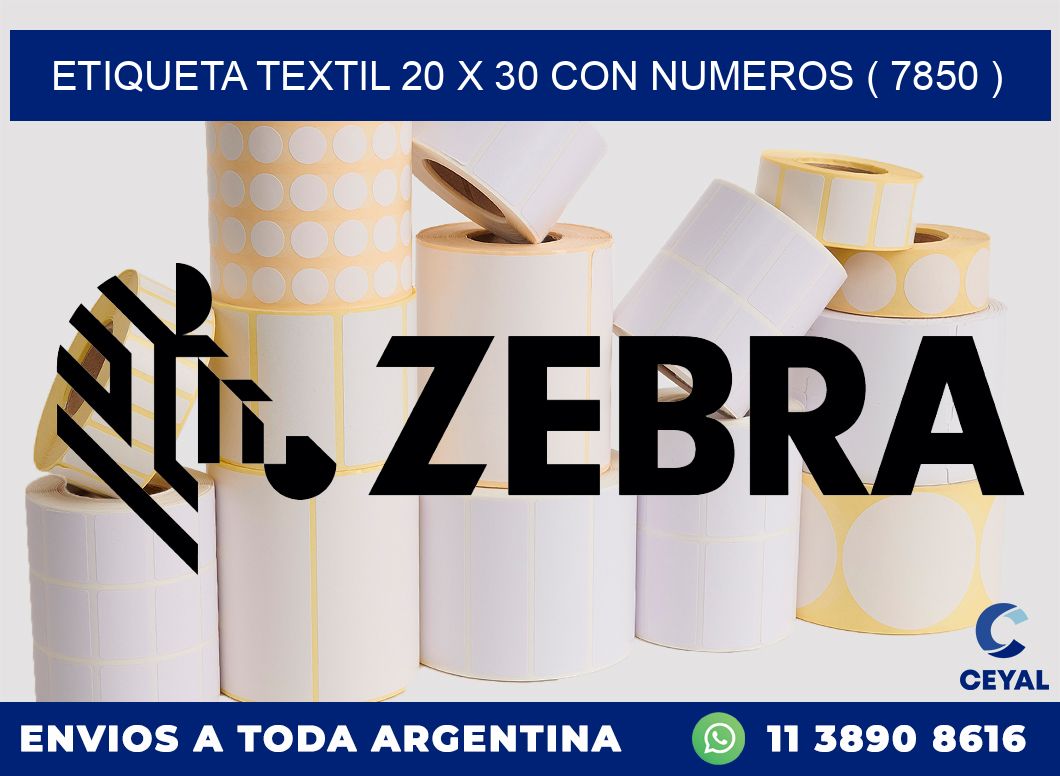 ETIQUETA TEXTIL 20 X 30 CON NUMEROS ( 7850 )