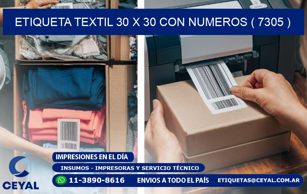 ETIQUETA TEXTIL 30 X 30 CON NUMEROS ( 7305 )