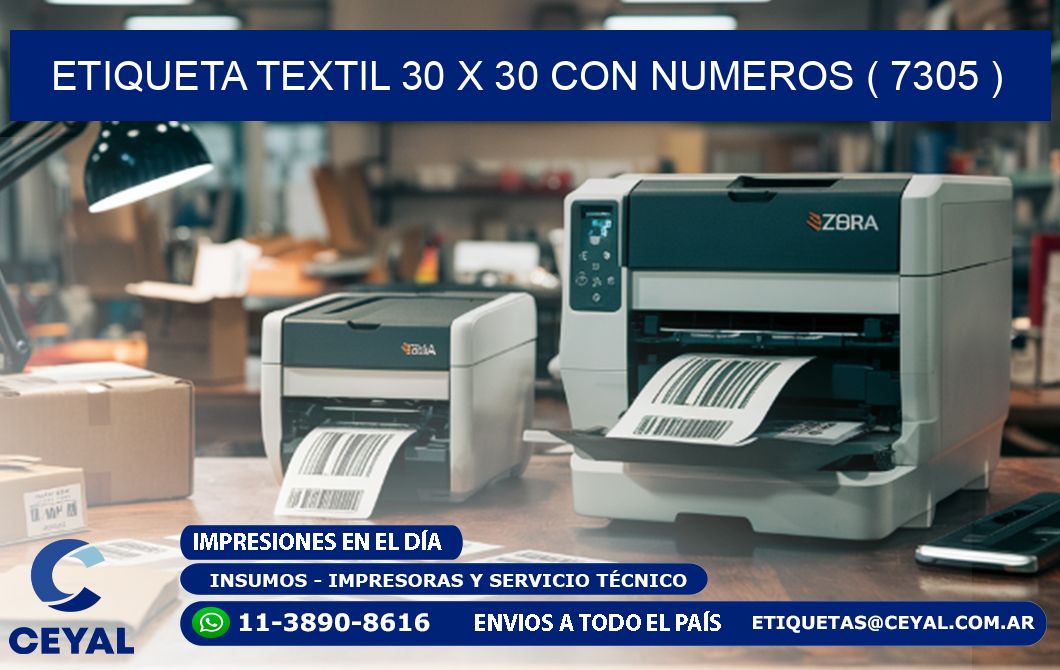ETIQUETA TEXTIL 30 X 30 CON NUMEROS ( 7305 )