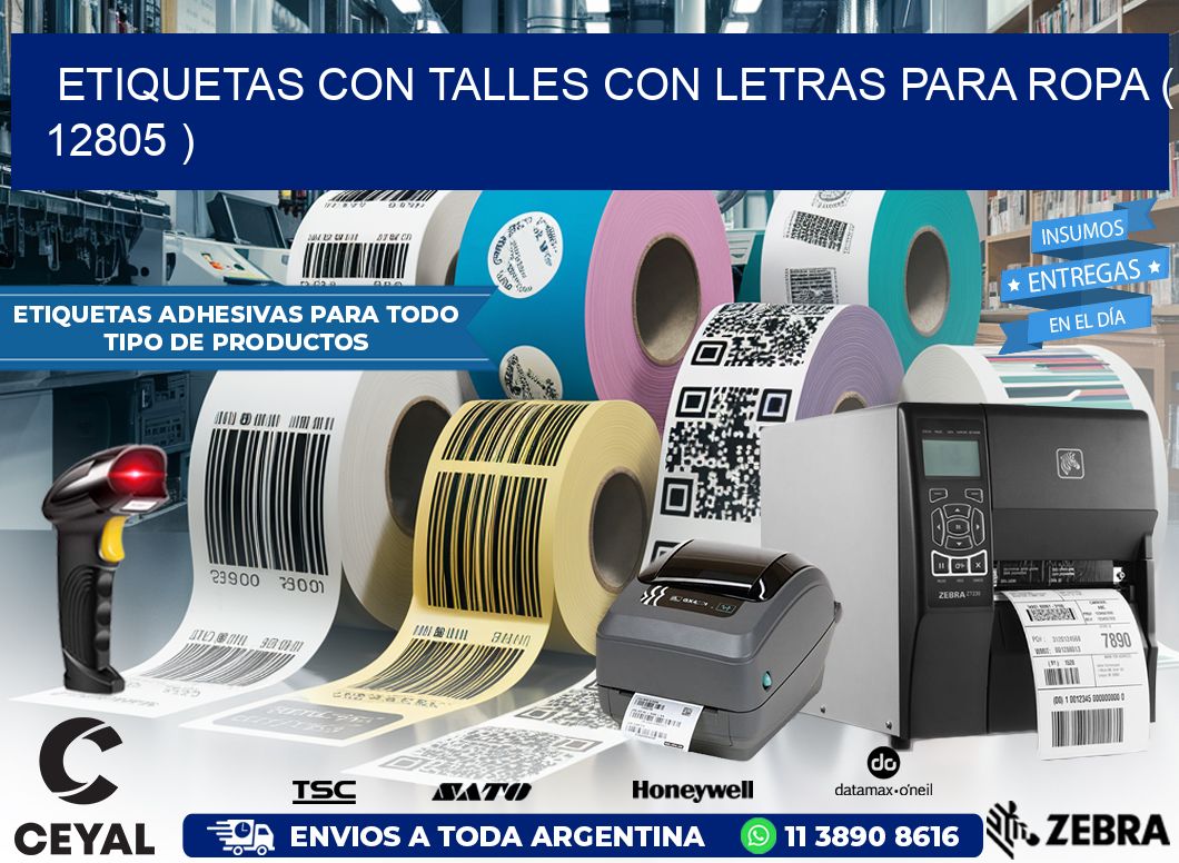 ETIQUETAS CON TALLES CON LETRAS PARA ROPA ( 12805 )