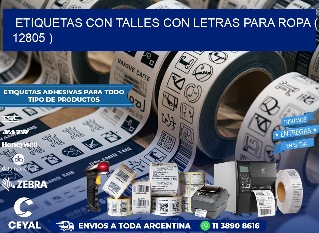 ETIQUETAS CON TALLES CON LETRAS PARA ROPA ( 12805 )