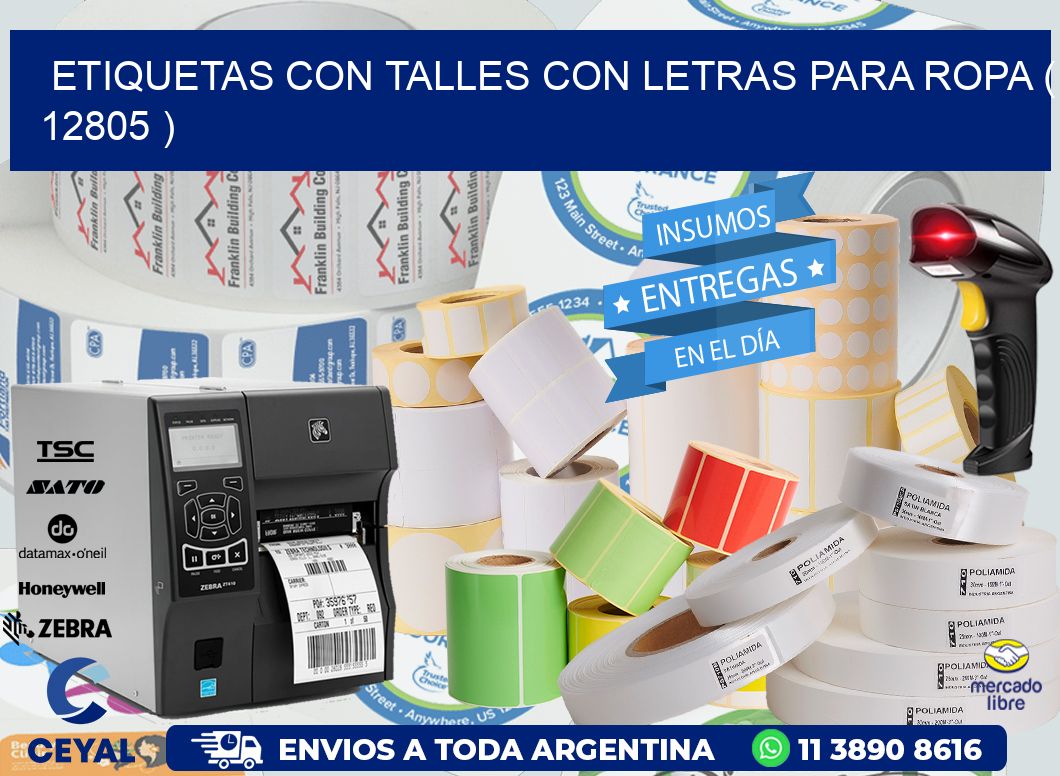 ETIQUETAS CON TALLES CON LETRAS PARA ROPA ( 12805 )