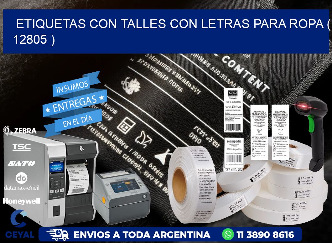 ETIQUETAS CON TALLES CON LETRAS PARA ROPA ( 12805 )