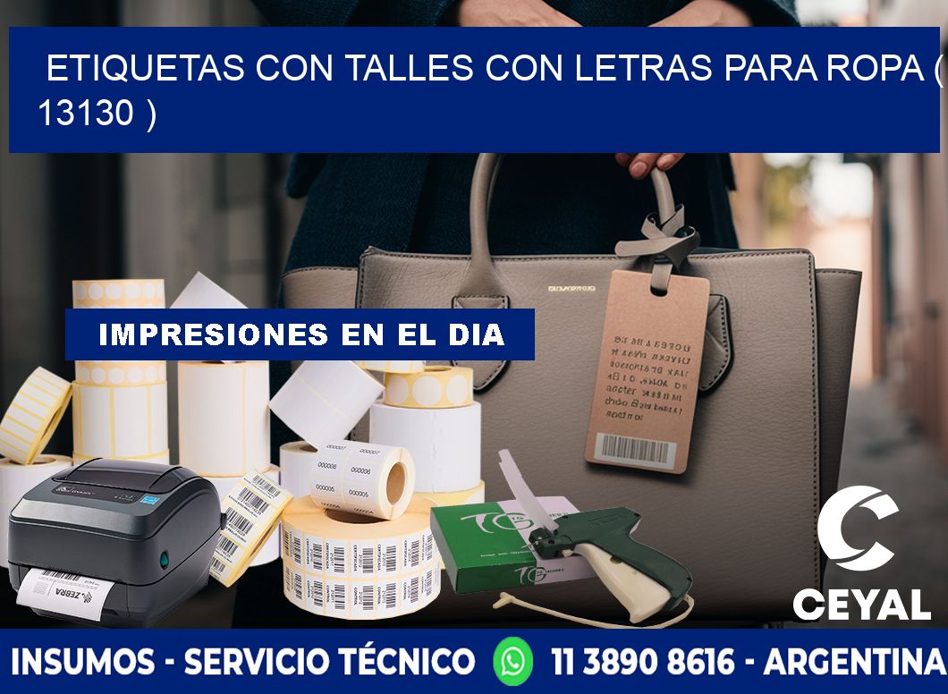 ETIQUETAS CON TALLES CON LETRAS PARA ROPA ( 13130 )