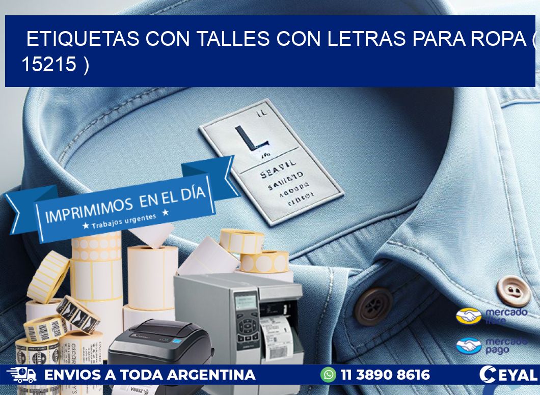 ETIQUETAS CON TALLES CON LETRAS PARA ROPA ( 15215 )