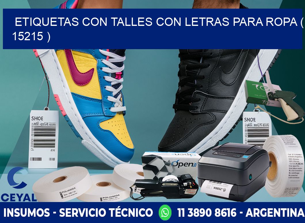 ETIQUETAS CON TALLES CON LETRAS PARA ROPA ( 15215 )