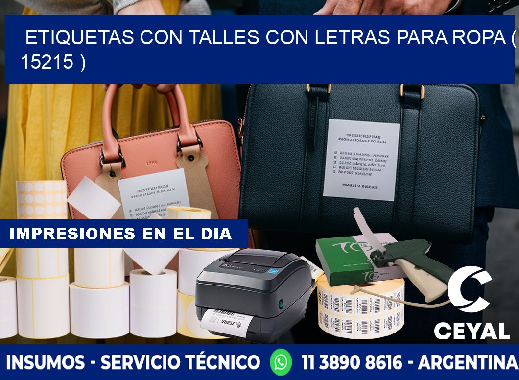 ETIQUETAS CON TALLES CON LETRAS PARA ROPA ( 15215 )