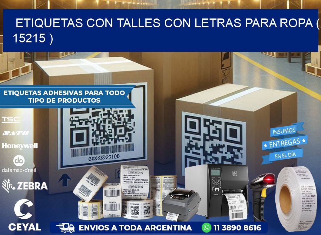 ETIQUETAS CON TALLES CON LETRAS PARA ROPA ( 15215 )