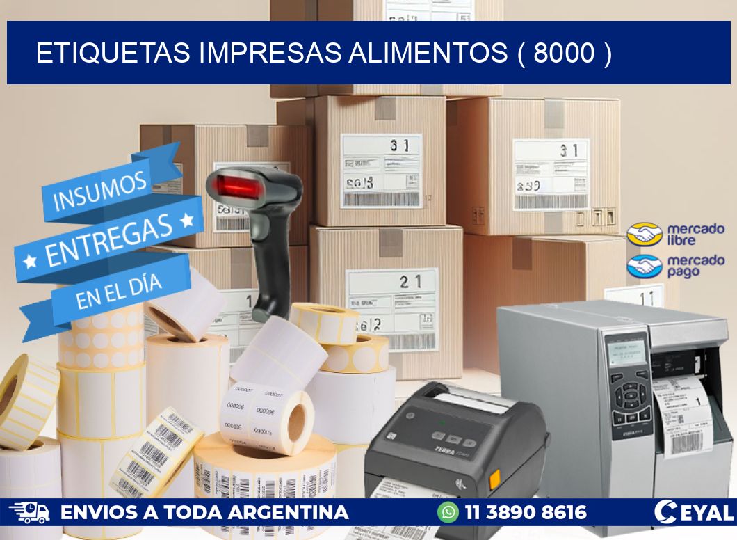 ETIQUETAS IMPRESAS ALIMENTOS ( 8000 )