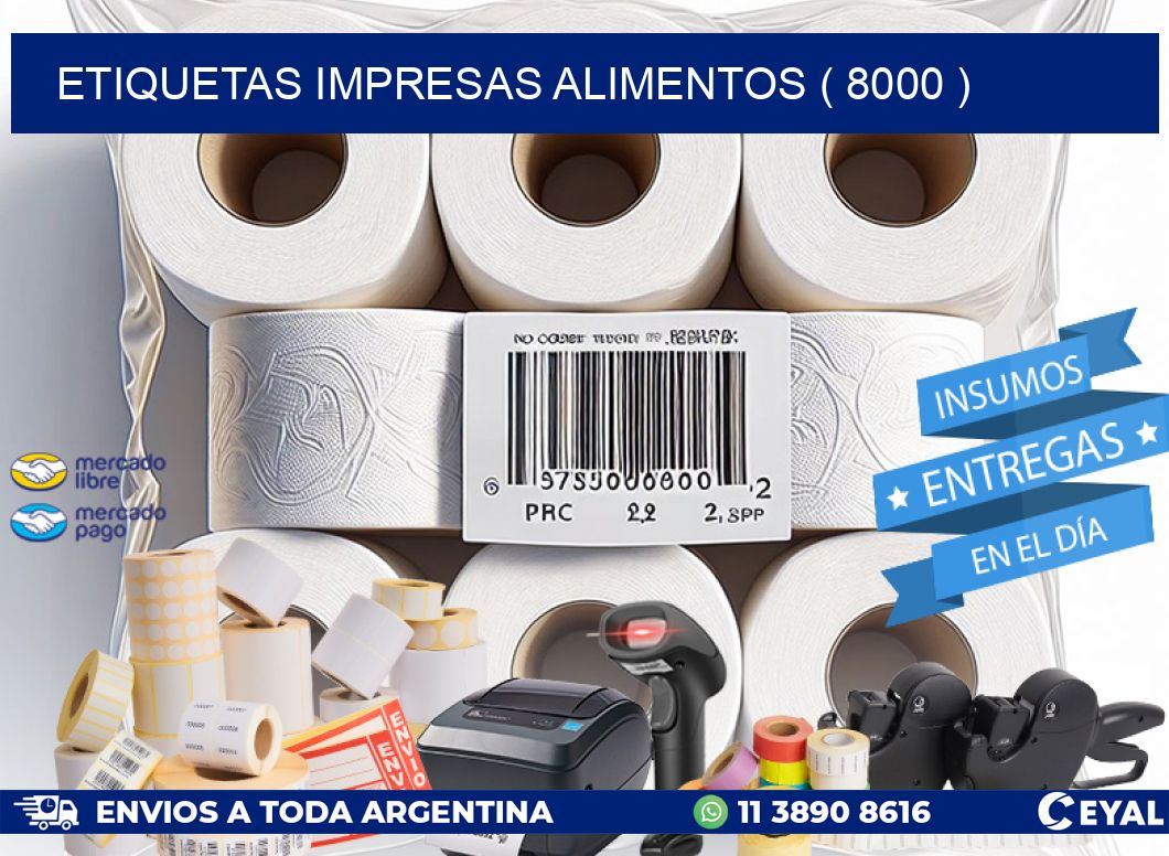 ETIQUETAS IMPRESAS ALIMENTOS ( 8000 )