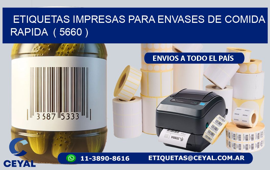 ETIQUETAS IMPRESAS PARA ENVASES DE COMIDA RAPIDA ( 5660 )