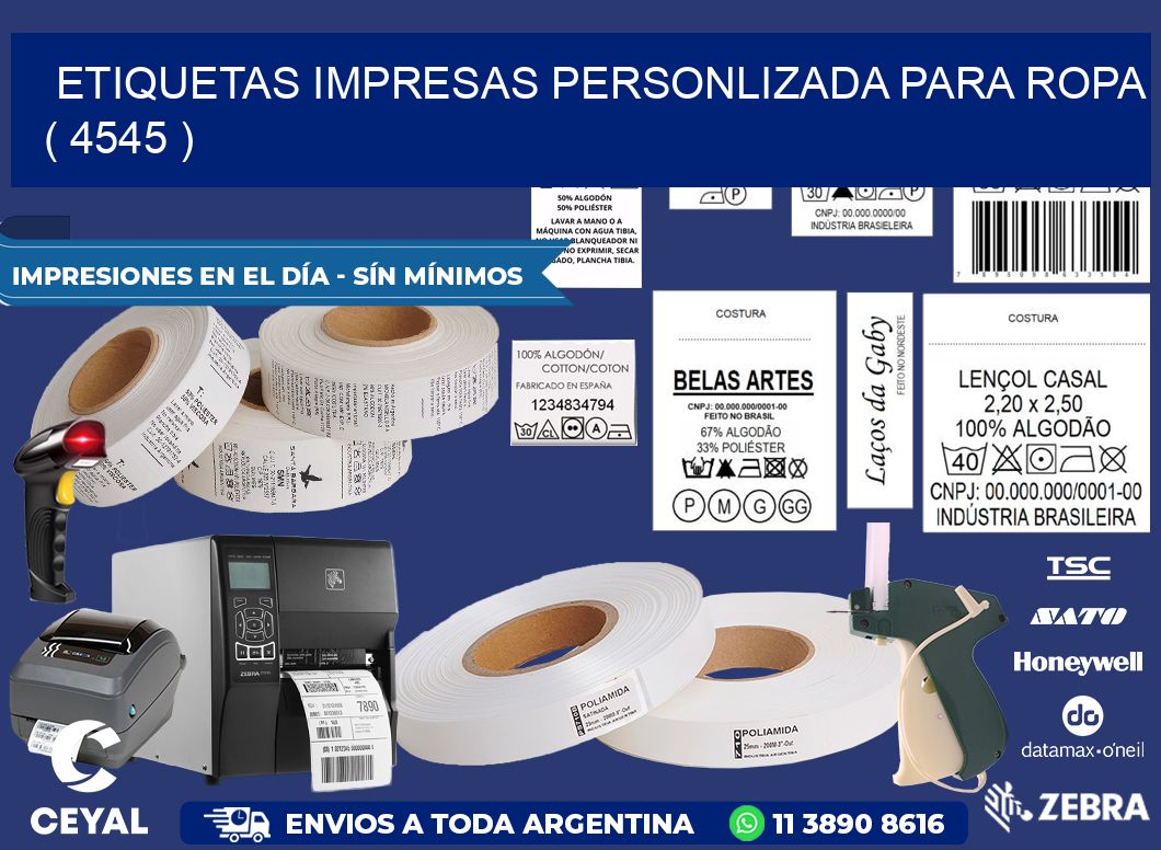 ETIQUETAS IMPRESAS PERSONLIZADA PARA ROPA ( 4545 )