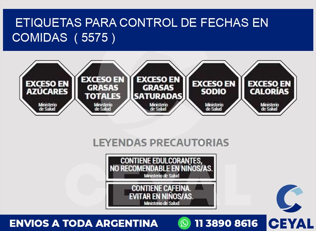 ETIQUETAS PARA CONTROL DE FECHAS EN COMIDAS  ( 5575 )