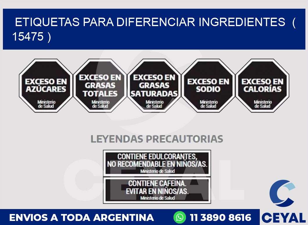ETIQUETAS PARA DIFERENCIAR INGREDIENTES  ( 15475 )