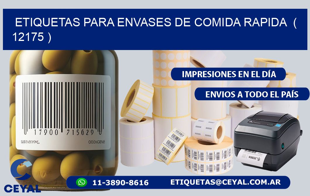 ETIQUETAS PARA ENVASES DE COMIDA RAPIDA  ( 12175 )