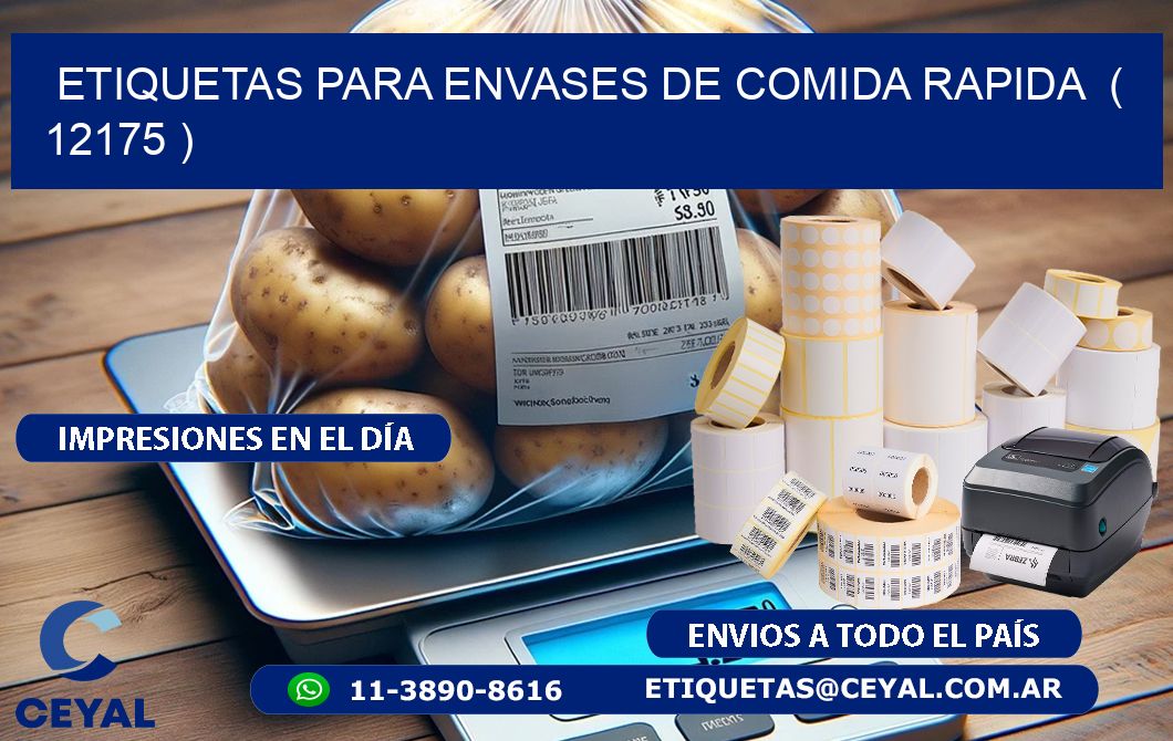 ETIQUETAS PARA ENVASES DE COMIDA RAPIDA  ( 12175 )