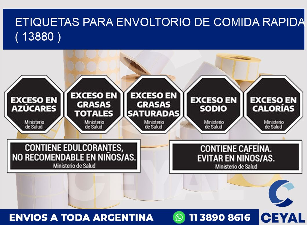 ETIQUETAS PARA ENVOLTORIO DE COMIDA RAPIDA  ( 13880 )