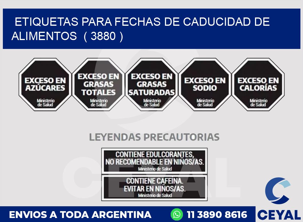ETIQUETAS PARA FECHAS DE CADUCIDAD DE ALIMENTOS  ( 3880 )