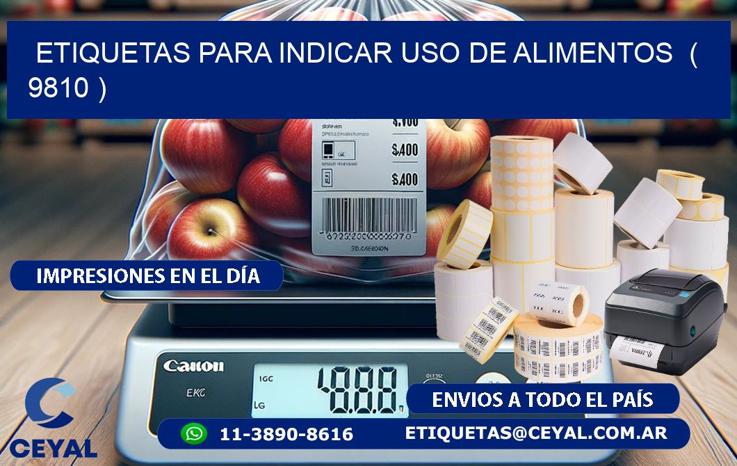 ETIQUETAS PARA INDICAR USO DE ALIMENTOS  ( 9810 )