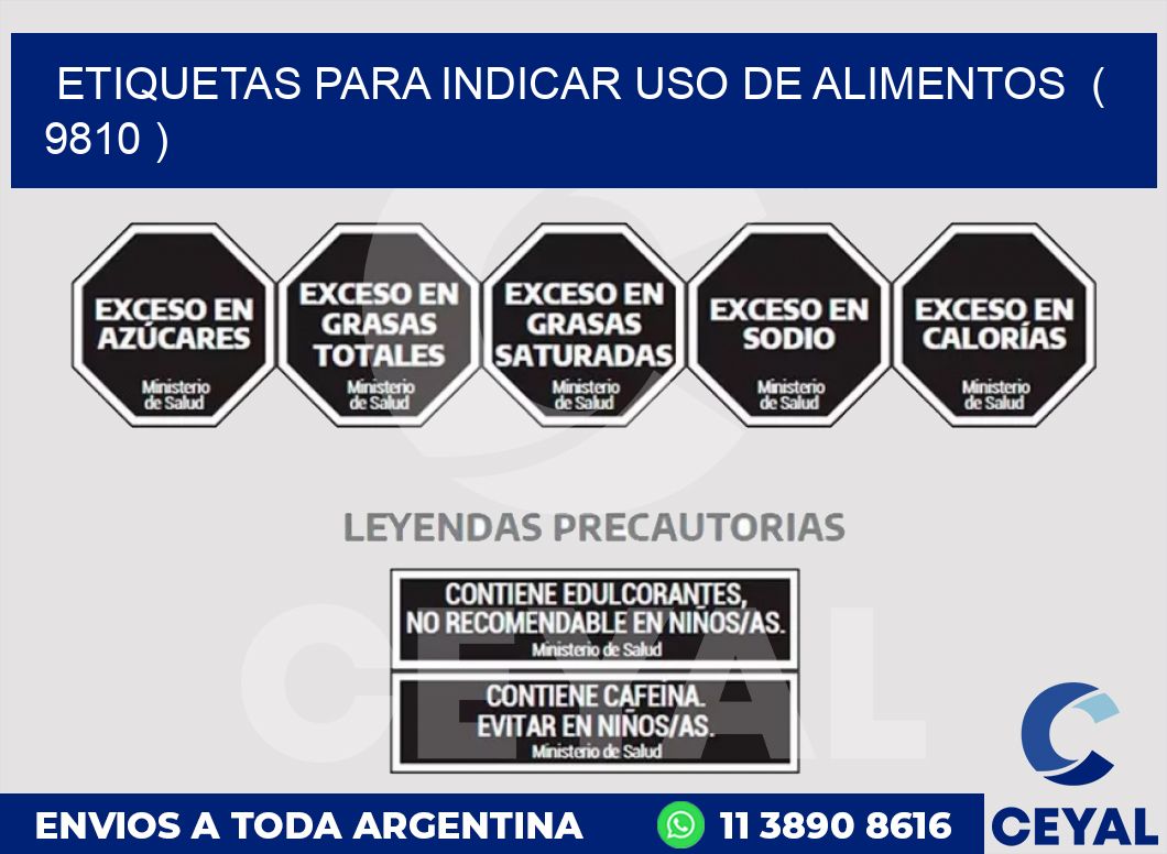 ETIQUETAS PARA INDICAR USO DE ALIMENTOS ( 9810 )