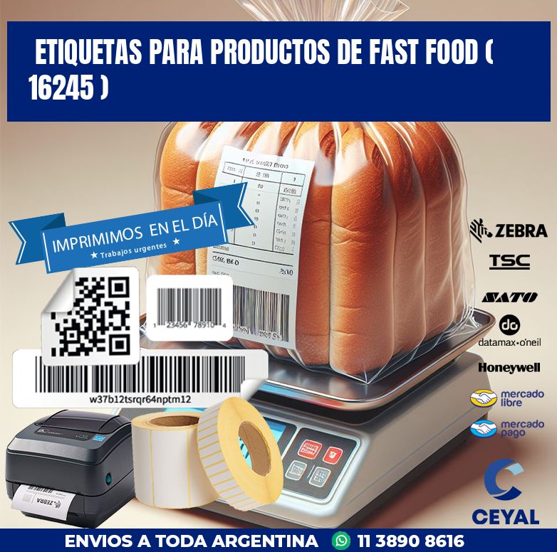 ETIQUETAS PARA PRODUCTOS DE FAST FOOD ( 16245 )