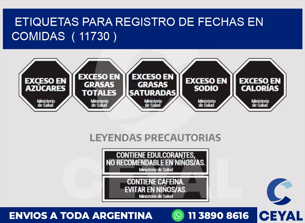 ETIQUETAS PARA REGISTRO DE FECHAS EN COMIDAS  ( 11730 )