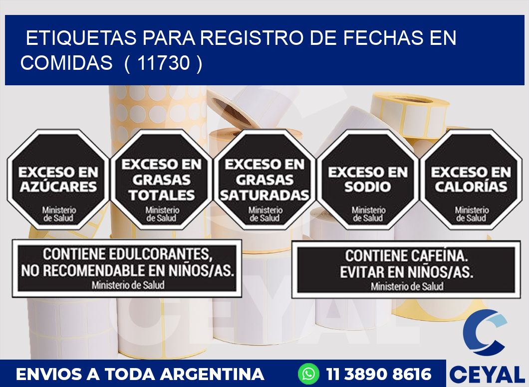 ETIQUETAS PARA REGISTRO DE FECHAS EN COMIDAS  ( 11730 )