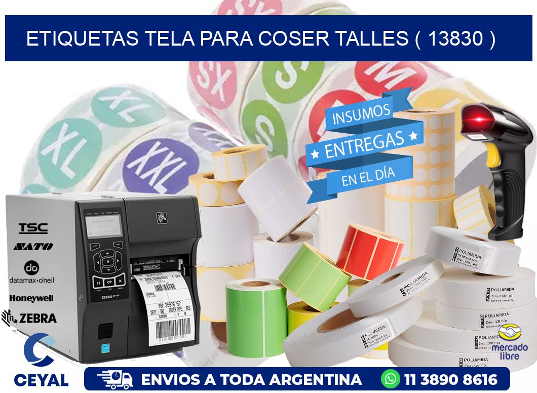 ETIQUETAS TELA PARA COSER TALLES ( 13830 )