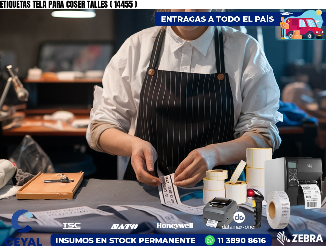 ETIQUETAS TELA PARA COSER TALLES ( 14455 )