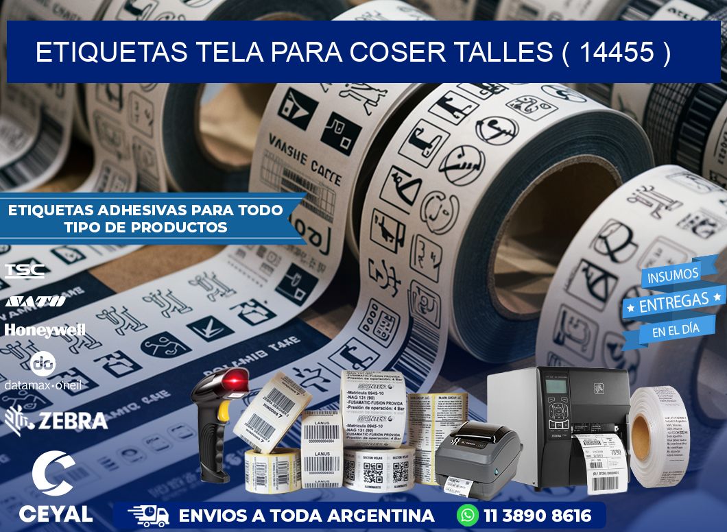 ETIQUETAS TELA PARA COSER TALLES ( 14455 )